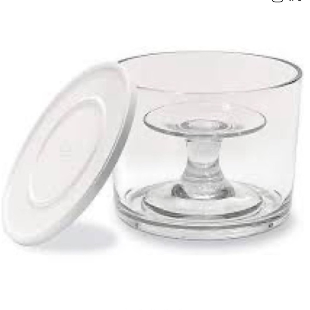 The Pampered Chef 3-piece Glass Pedestal Trifle Bowl with White Lid- vintage - Picture 12 of 13